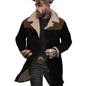 Suede Multicolor Jacket Multi-pocket Zipper (Option: Black-L)