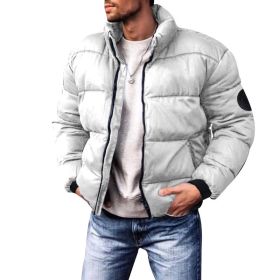 Coat Stand-up Collar Downcotton-padded Jacket Thickened Men's Cotton Jacket (Option: Grey-XS)