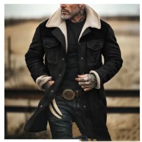 Suede Multicolor Jacket Multi-pocket Zipper (Option: Black1-S)