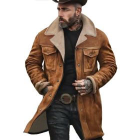 Suede Multicolor Jacket Multi-pocket Zipper (Option: Ginger yellow pure color-L)
