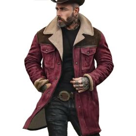 Suede Multicolor Jacket Multi-pocket Zipper (Option: Wine red coffee-2XL)