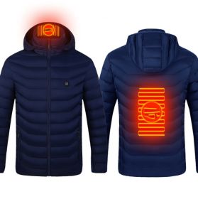 Winter Heated Jacket USB Electric Cotton Coat Zip-up Heater Thermal Clothing Heating Vest For Men (Option: Blue Zone2-M)