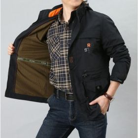 Men's Medium To Long Casual Outdoor Hooded Plus Size Jacket (Option: Black 1-M)