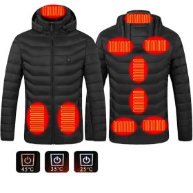 Winter Heated Jacket USB Electric Cotton Coat Zip-up Heater Thermal Clothing Heating Vest For Men (Option: Black Zone9-S)