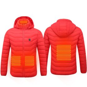 Men Heated Puffer Jacket Electric Heating Coat Insulated Hood Windbreaker (Option: Red-4xl)
