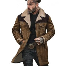 Suede Multicolor Jacket Multi-pocket Zipper (Option: Khaki-2XL)