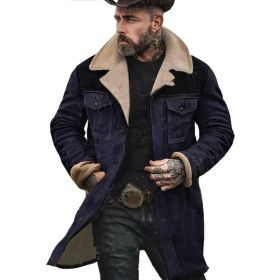 Suede Multicolor Jacket Multi-pocket Zipper (Option: Navy Blue-3XL)