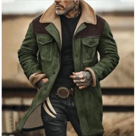 Suede Multicolor Jacket Multi-pocket Zipper (Option: Green-XL)