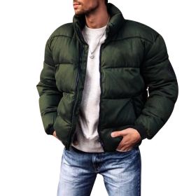 Coat Stand-up Collar Downcotton-padded Jacket Thickened Men's Cotton Jacket (Option: Army Green-XS)